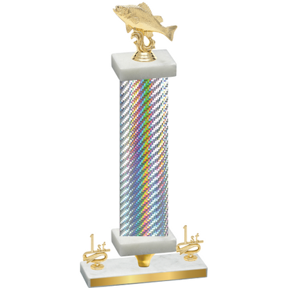 Premium Single Silver Carbon Fiber First Place Fishing Trophy