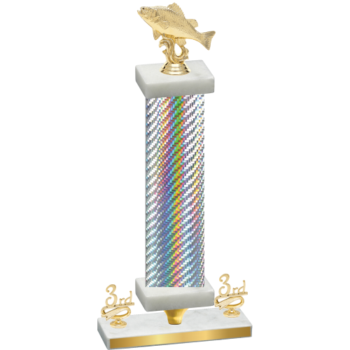 Premium Single Silver Carbon Fiber Third Place Fishing Trophy