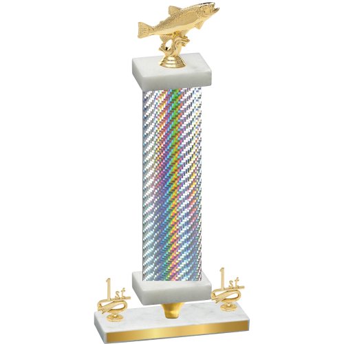 Premium Single Silver Carbon Fiber First Place Fishing Trophy