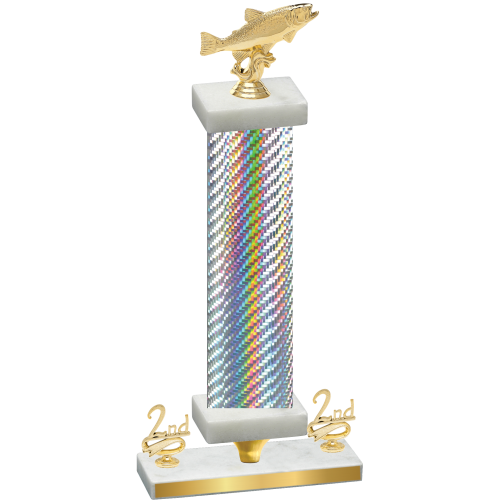 Premium Single Silver Carbon Fiber Second Place Fishing Trophy