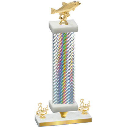 Premium Single Silver Carbon Fiber Third Place Fishing Trophy