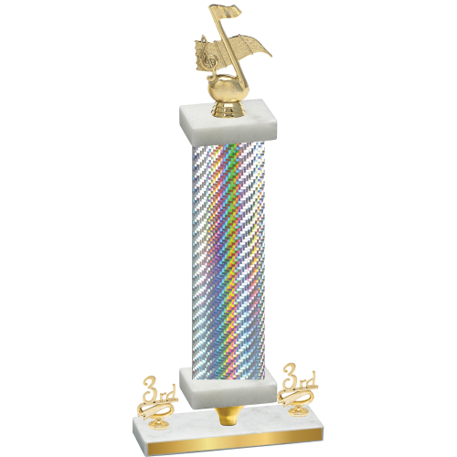 Premium Single Silver Carbon Fiber Third Place Music Trophy