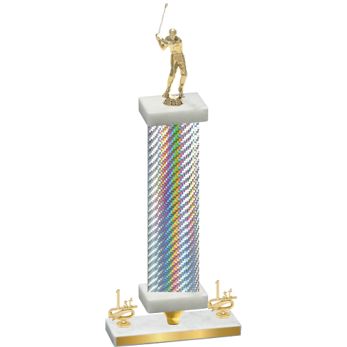 Premium Single Silver Carbon Fiber First Place Golf Trophy