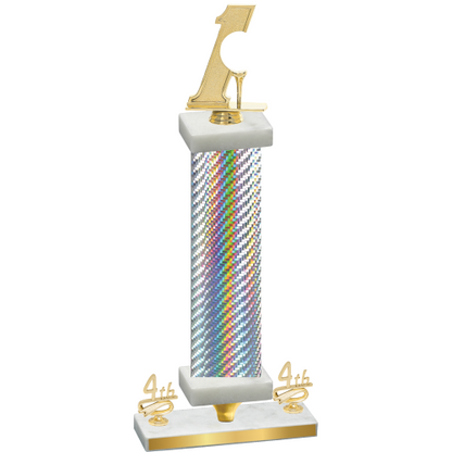 Premium Single Silver Carbon Fiber Fourth Place Golf Trophy