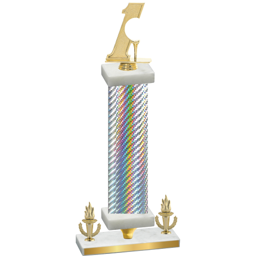 Premium Single Silver Carbon Fiber Victory Golf Trophy