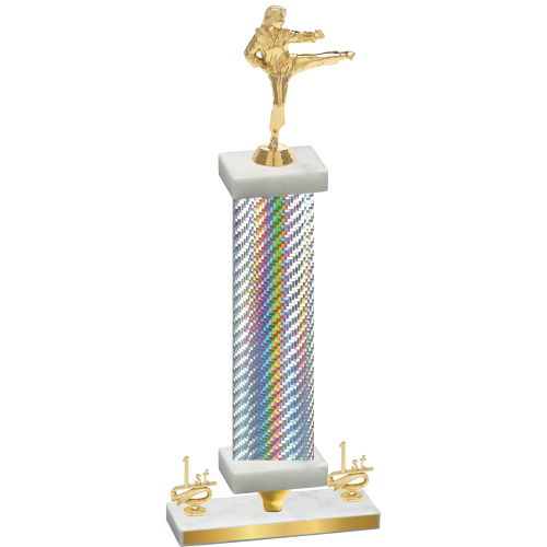 Premium Single Silver Carbon Fiber First Place Karate Trophy