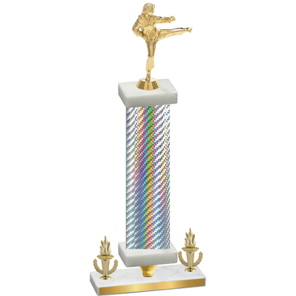 Premium Single Silver Carbon Fiber Victory Karate Trophy