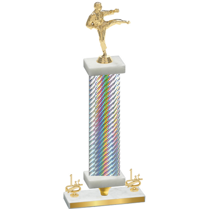 Premium Single Silver Carbon Fiber First Place Karate Trophy