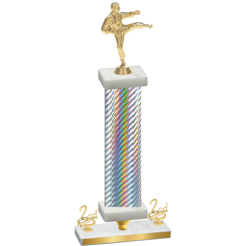 Premium Single Silver Carbon Fiber Second Place Karate Trophy