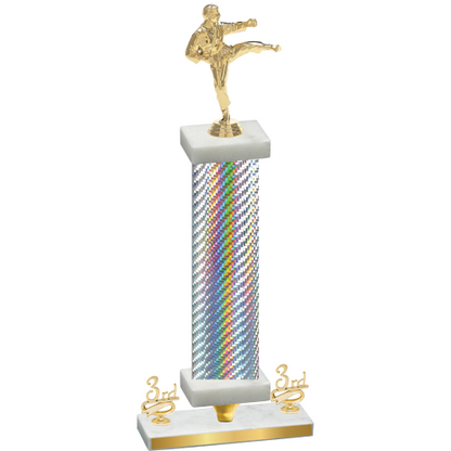 Premium Single Silver Carbon Fiber Third Place Karate Trophy