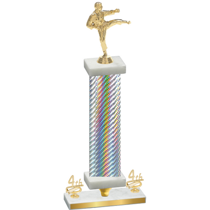 Premium Single Silver Carbon Fiber Fourth Place Karate Trophy