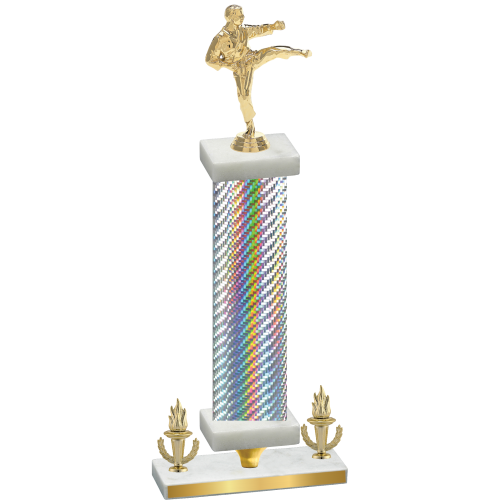 Premium Single Silver Carbon Fiber Victory Karate Trophy