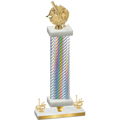 Premium Single Silver Carbon Fiber First Place Baseball Trophy