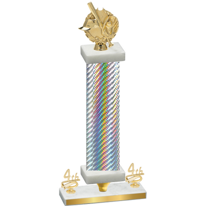 Premium Single Silver Carbon Fiber Fourth Place Baseball Trophy