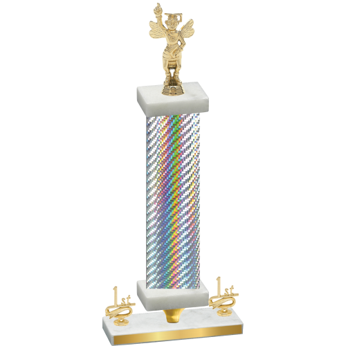 Premium Single Silver Carbon Fiber First Place Academics Trophy