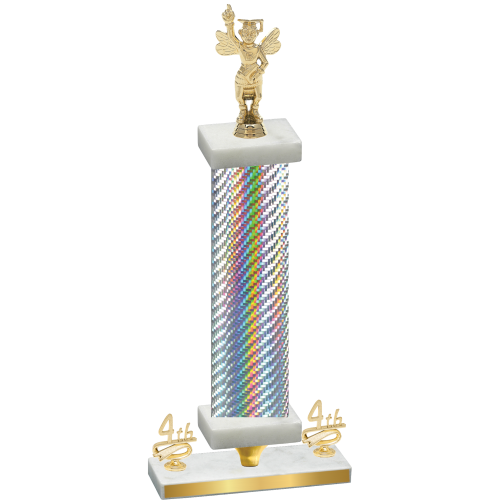 Premium Single Silver Carbon Fiber Fourth Place Academics Trophy