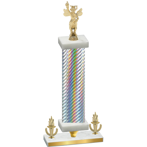 Premium Single Silver Carbon Fiber Victory Academics Trophy