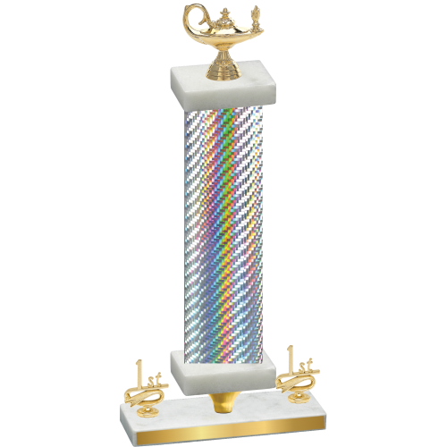 Premium Single Silver Carbon Fiber First Place Academics Trophy