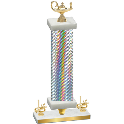 Premium Single Silver Carbon Fiber First Place Academics Trophy