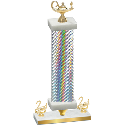 Premium Single Silver Carbon Fiber Second Place Academics Trophy