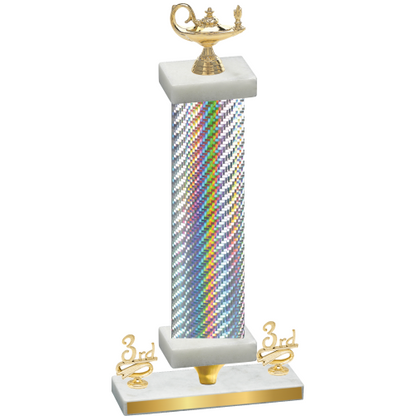 Premium Single Silver Carbon Fiber Third Place Academics Trophy