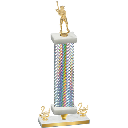 Premium Single Silver Carbon Fiber Second Place Baseball Trophy