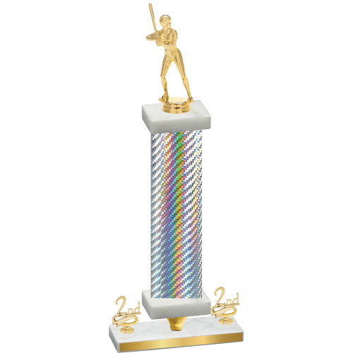 Premium Single Silver Carbon Fiber Second Place Softball Trophy