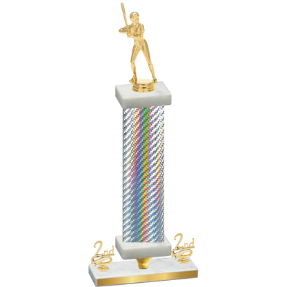 Premium Single Silver Carbon Fiber Second Place Softball Trophy