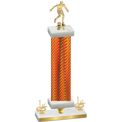 Premium Single Orange Carbon Fiber First Place Soccer Trophy