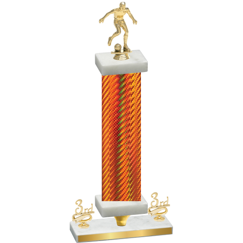 Premium Single Orange Carbon Fiber Third Place Soccer Trophy
