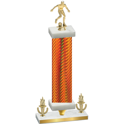 Premium Single Orange Carbon Fiber Victory Soccer Trophy