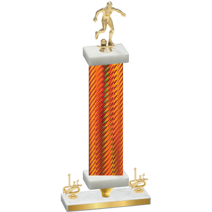 Premium Single Orange Carbon Fiber First Place Soccer Trophy