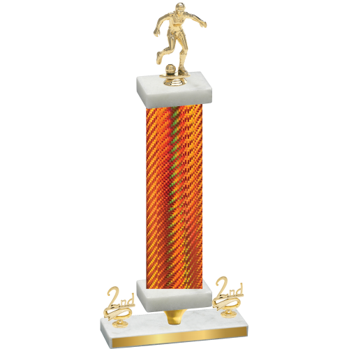 Premium Single Orange Carbon Fiber Second Place Soccer Trophy
