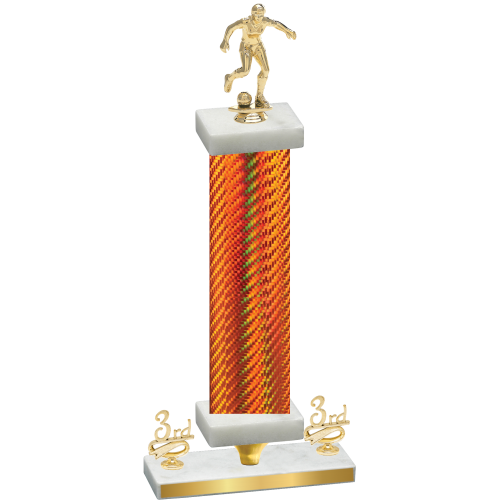 Premium Single Orange Carbon Fiber Third Place Soccer Trophy