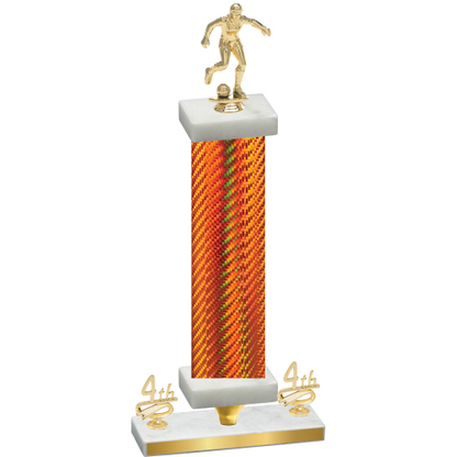 Premium Single Orange Carbon Fiber Fourth Place Soccer Trophy