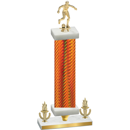 Premium Single Orange Carbon Fiber Victory Soccer Trophy