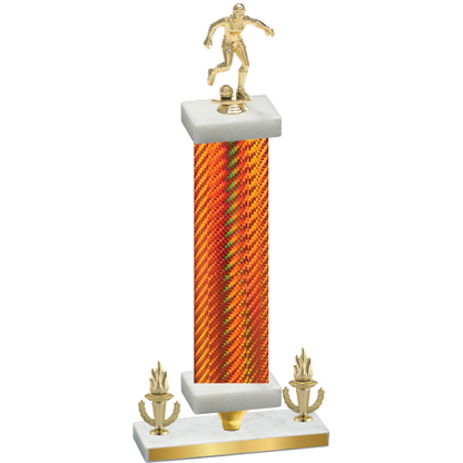 Premium Single Orange Carbon Fiber Victory Soccer Trophy