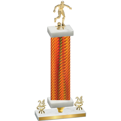 Premium Single Orange Carbon Fiber Year Soccer Trophy