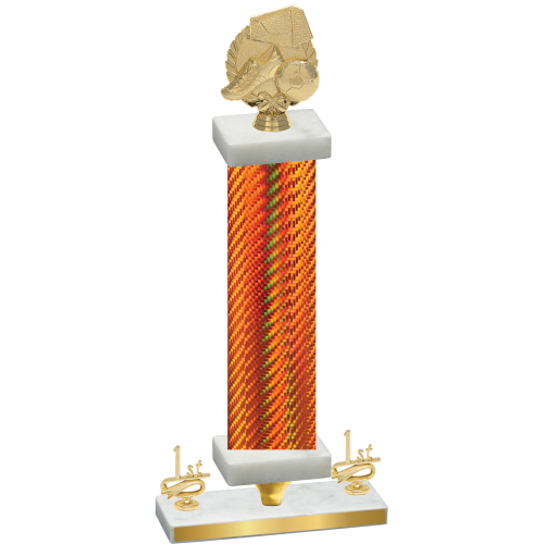 Premium Single Orange Carbon Fiber First Place Soccer Trophy