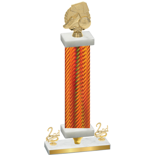 Premium Single Orange Carbon Fiber Second Place Soccer Trophy