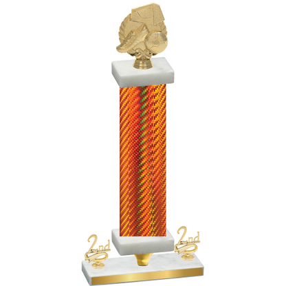 Premium Single Orange Carbon Fiber Second Place Soccer Trophy