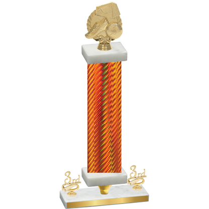 Premium Single Orange Carbon Fiber Third Place Soccer Trophy