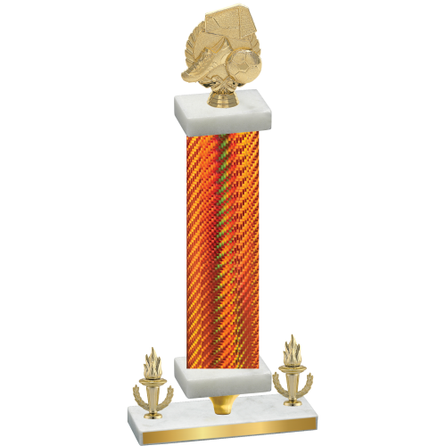 Premium Single Orange Carbon Fiber Victory Soccer Trophy