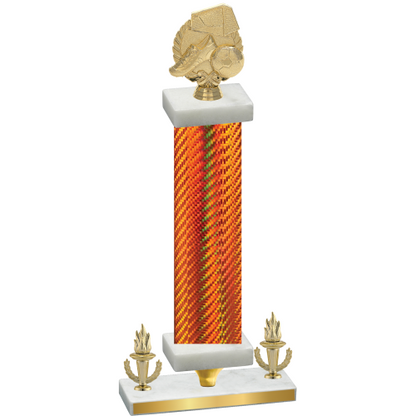 Premium Single Orange Carbon Fiber Victory Soccer Trophy