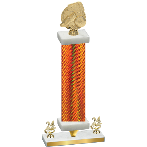 Premium Single Orange Carbon Fiber Year Soccer Trophy