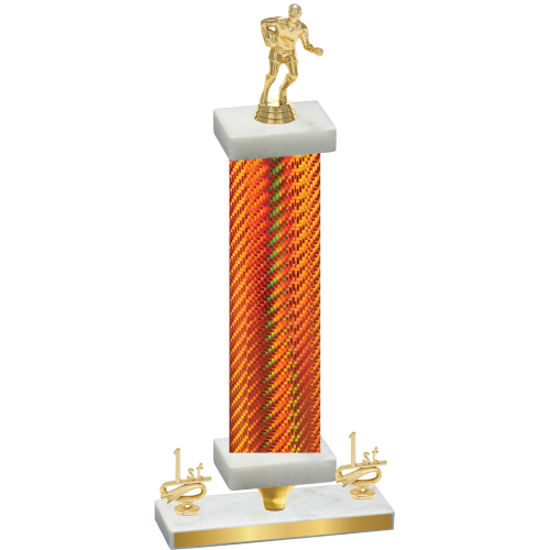 Premium Single Orange Carbon Fiber First Place Rugby Trophy