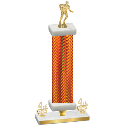 Premium Single Orange Carbon Fiber Fourth Place Rugby Trophy