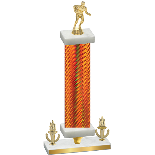 Premium Single Orange Carbon Fiber Victory Rugby Trophy