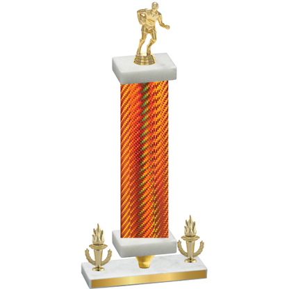 Premium Single Orange Carbon Fiber Victory Rugby Trophy