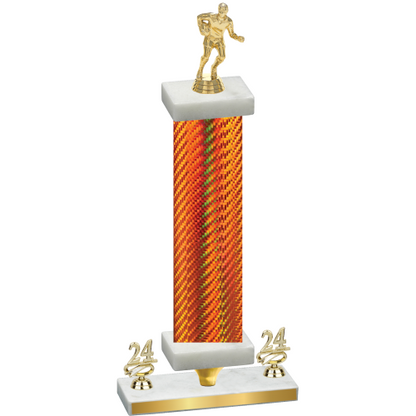 Premium Single Orange Carbon Fiber Year Rugby Trophy